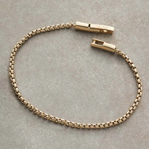 18K Gold Plated Box Chain Bracelet in Three Widths