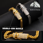 18K Gold Plated Franco Chain Necklace with Zircon Clasp