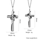 Steel Ringed Cross Pendant Necklace