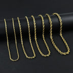 Steel Rope Chain Necklace in Four Widths