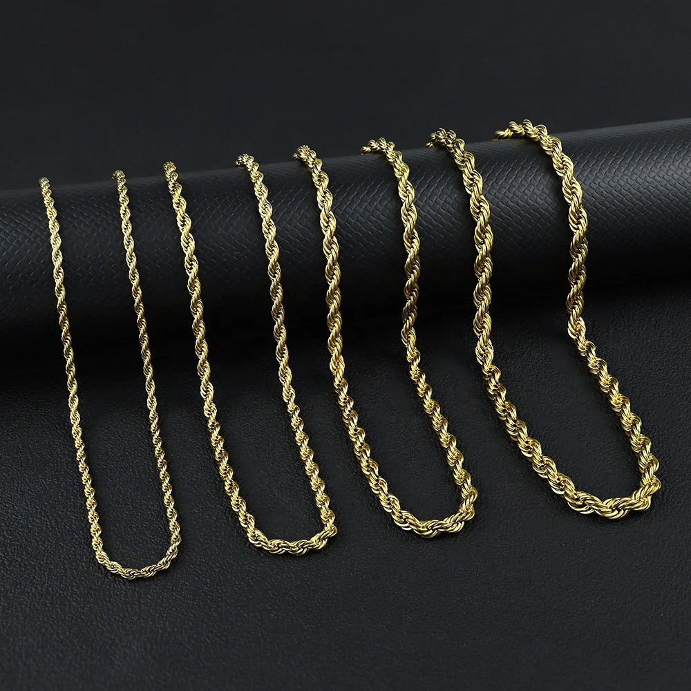 Steel Rope Chain Necklace in Four Widths