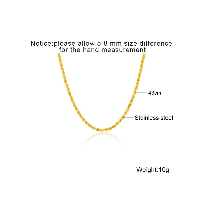 4.5mm 18K Gold Plated Rope Chain Necklace