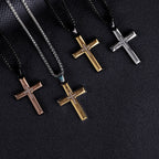 Zircon Channel Cross Pendant Necklace