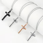 Steel Ringed Cross Pendant Necklace