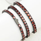 Black Steel and Red Zircon Tennis Bracelet