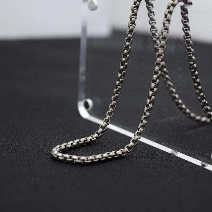 Pure Titanium Box Chain Necklace in Polished Silver