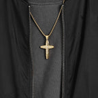 Engraved Arc Cross Zircon Pendant Necklace