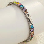 Rainbow Square Zircon Tennis Bracelet