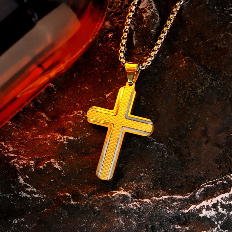 Minimalist Two-Tone Cross Pendant Necklace