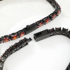 Black Steel and Red Zircon Tennis Bracelet