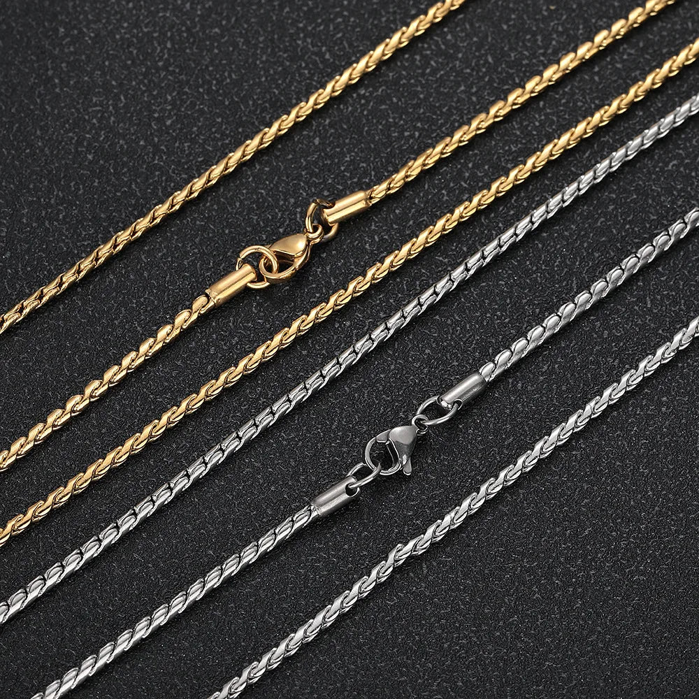 Polished Steel Wheat Chain Necklace 2.3mm