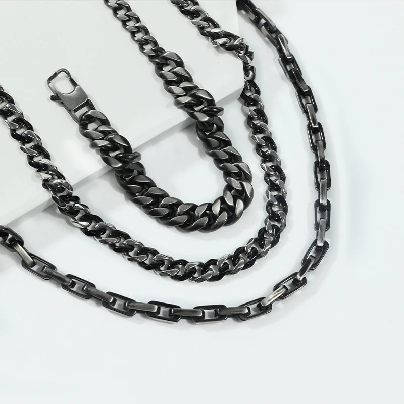 Polished Cuban Link Necklace and Bracelet Set