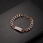 Steel ID Bracelet with Channel-Set Zircon