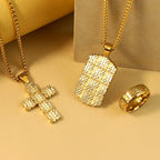 18K Gold Plated Geometric Cross Pendant Necklace