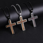 Two-Tone Cross Necklace with PVD Gold Finish