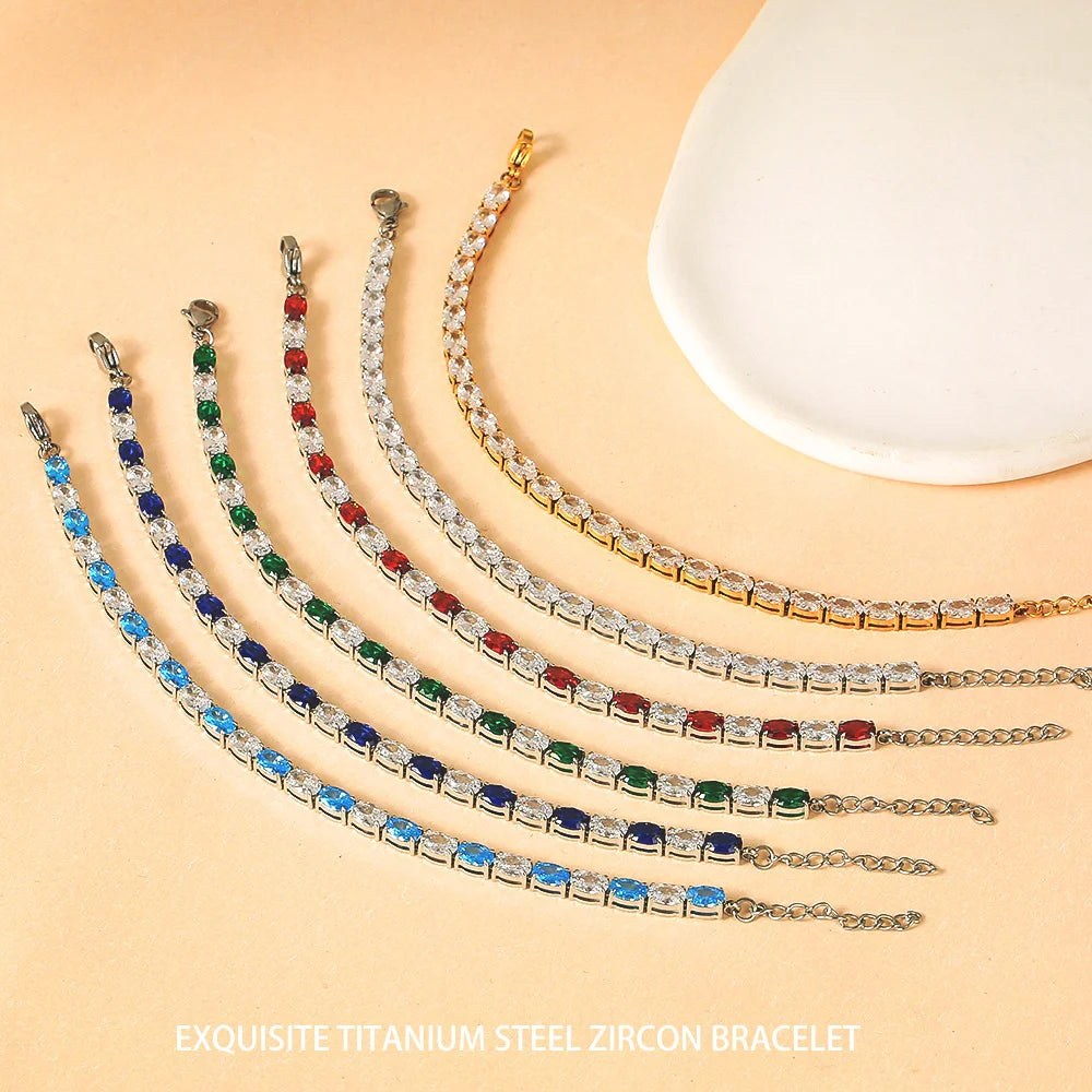 18K Gold Plated Oval Zircon Tennis Bracelet