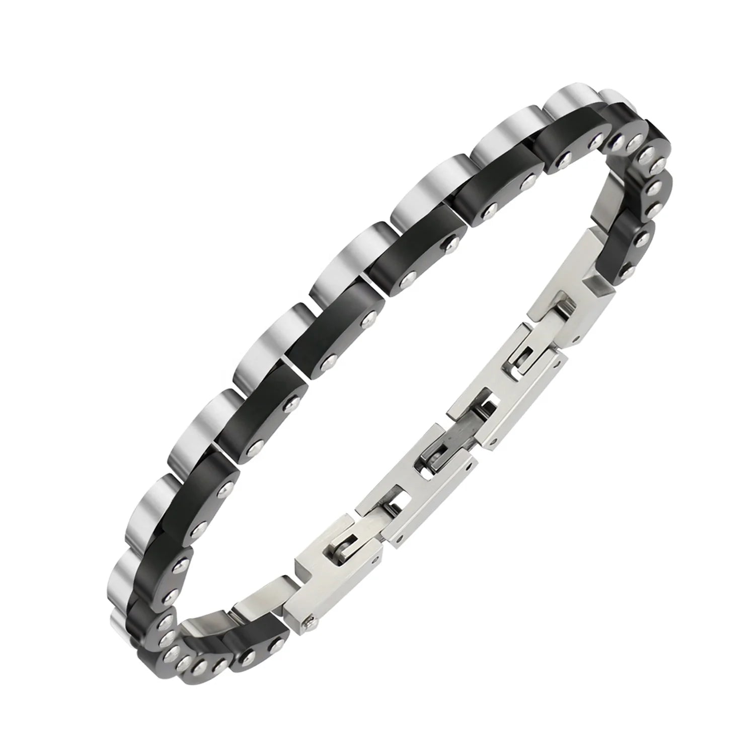 Two-Tone Steel and Black PVD Link Bracelet