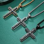 Carbon Fiber & Star Cross Pendant Necklace