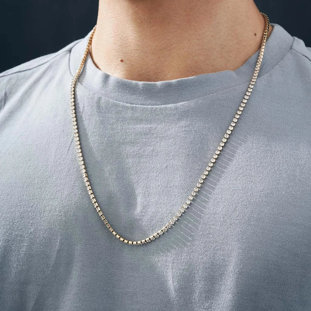 18K Gold Plated Round Zircon Tennis Necklace