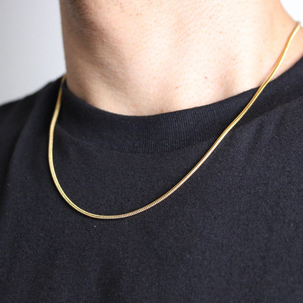 18K Gold Plated Round Snake Chain Necklace