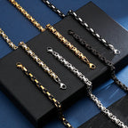 Steel Byzantine Chain Necklace in Multiple Widths