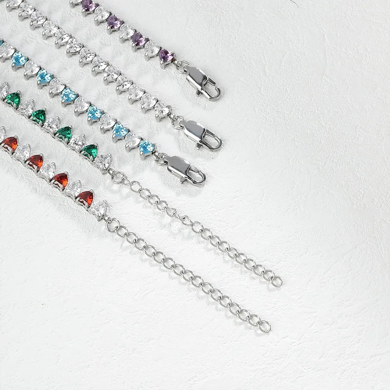 Steel Heart Zircon Tennis Necklace