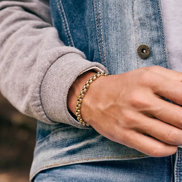 18K Gold Plated Box Chain Bracelet in Three Widths