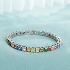 Rainbow Square Zircon Tennis Bracelet