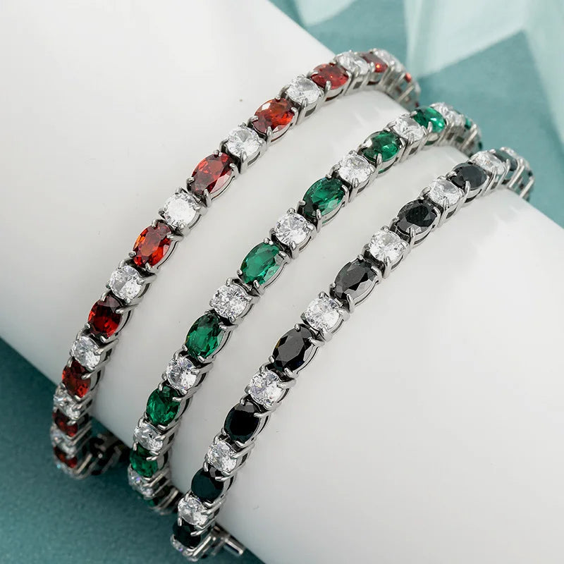Two-Tone Alternating Cut Tennis Bracelet
