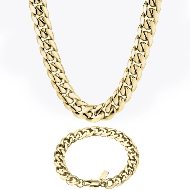 11mm Cuban Link Necklace and Bracelet Set