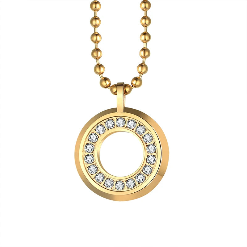 Circle Pendant Necklace with Zircon