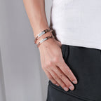 Steel ID Bracelet with Channel-Set Zircon