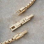 18K Gold Plated Box Chain Bracelet in Three Widths