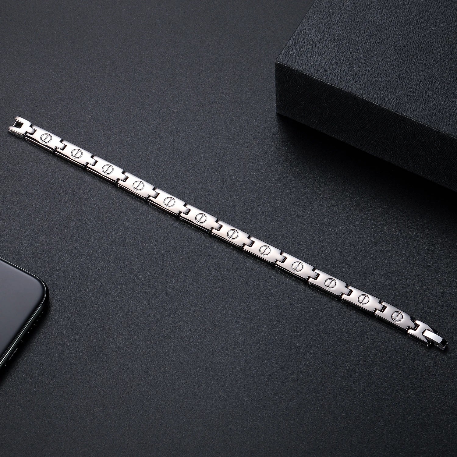 Titanium Link Bracelet with Hematite