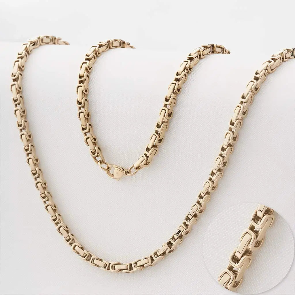 Steel Byzantine Chain Necklace in Multiple Widths