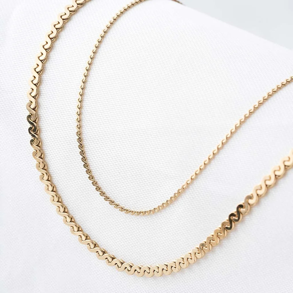 18K Gold Plated Spiral Chain Necklace in Stainless Steel