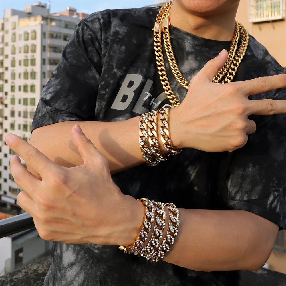 18K Gold Plated Pave Cuban Link Bracelet