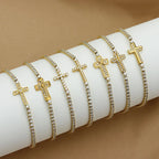 18K Gold PVD Cross Charm Tennis Bracelet