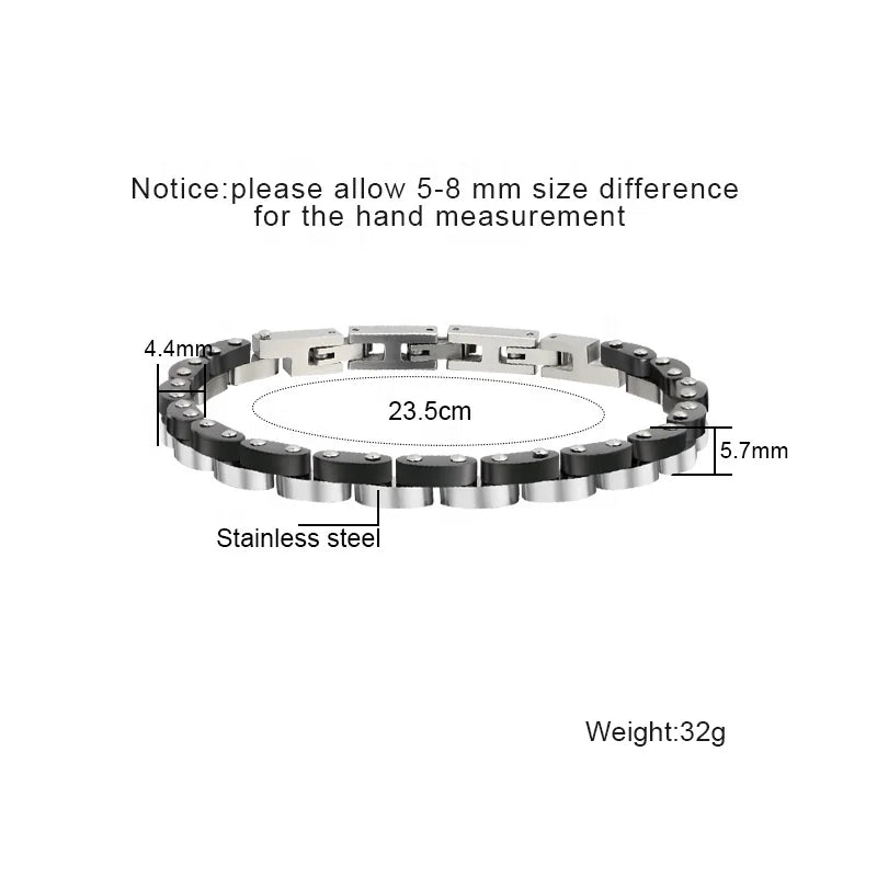 Two-Tone Steel and Black PVD Link Bracelet