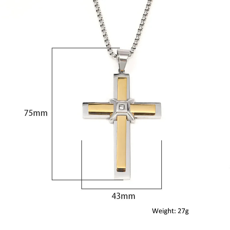 Emperor Chain Cross Necklace with Zirconia