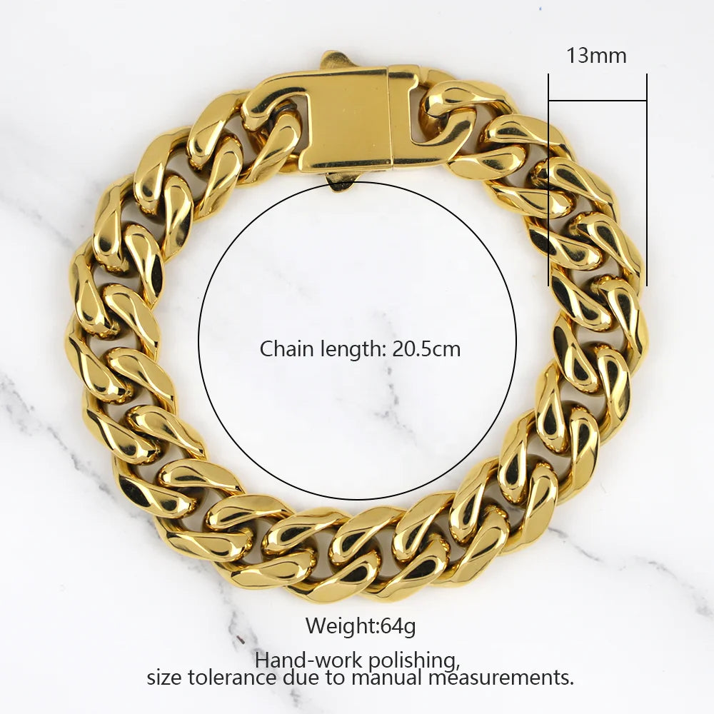 Polished 13mm Cuban Link Bracelet