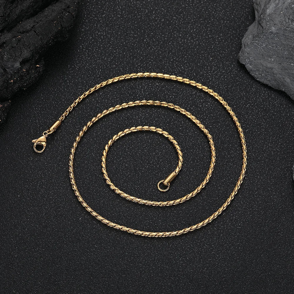 Polished Steel Wheat Chain Necklace 2.3mm