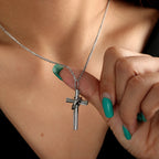 Steel Ringed Cross Pendant Necklace