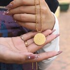 Gold Disc Pendant Necklace with Zircon