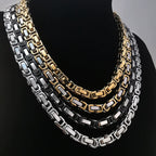 Steel Byzantine Chain Necklace in Multiple Widths