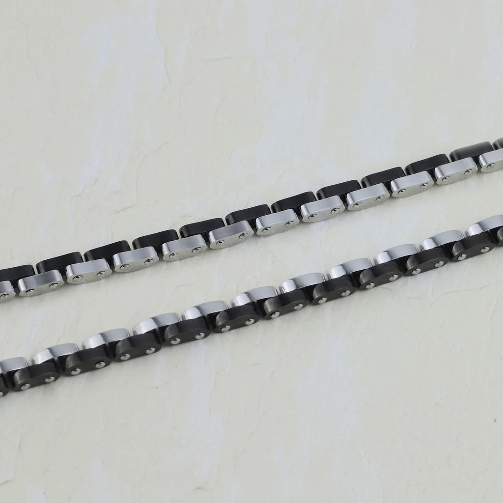 Two-Tone Steel and Black PVD Link Bracelet