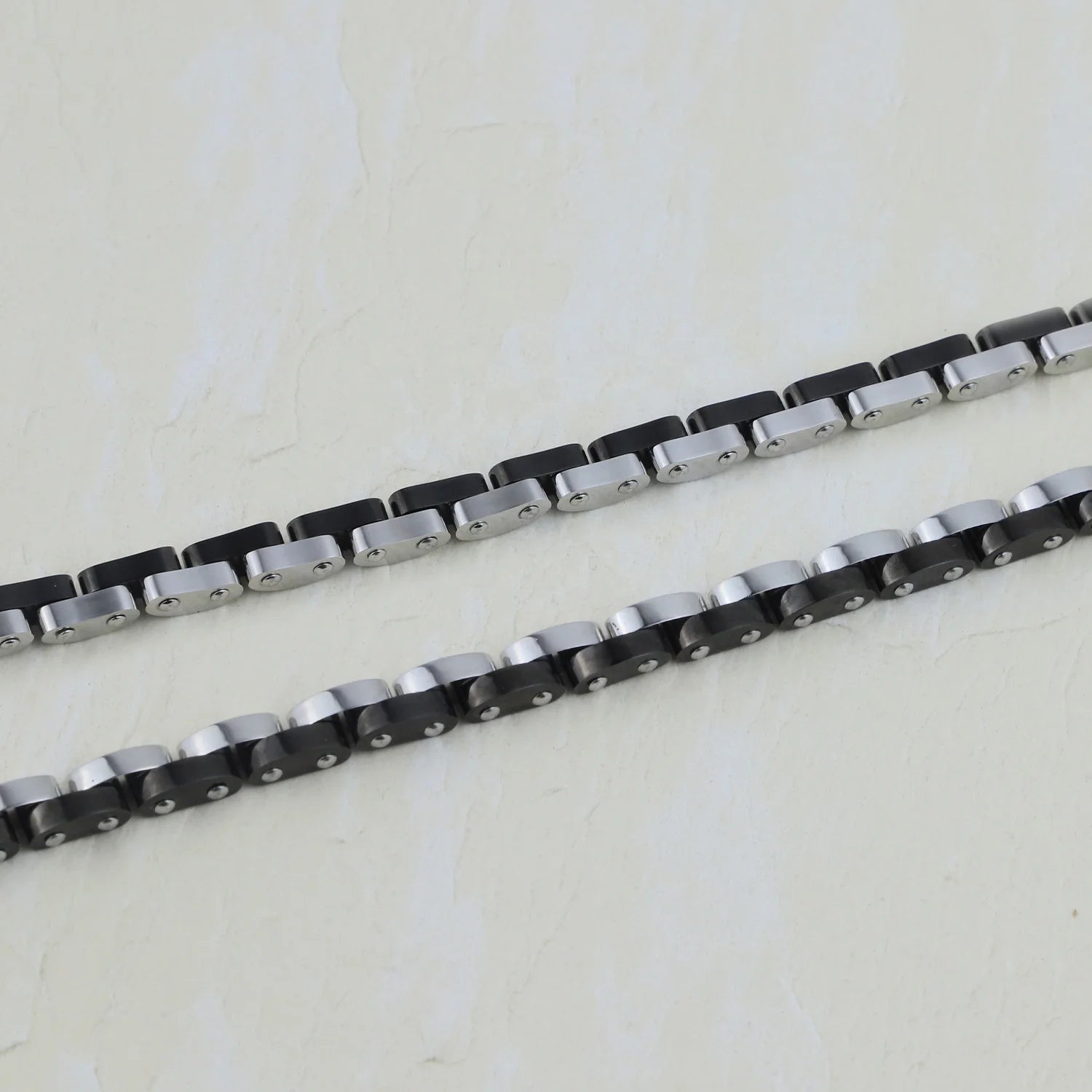 Two-Tone Steel and Black PVD Link Bracelet