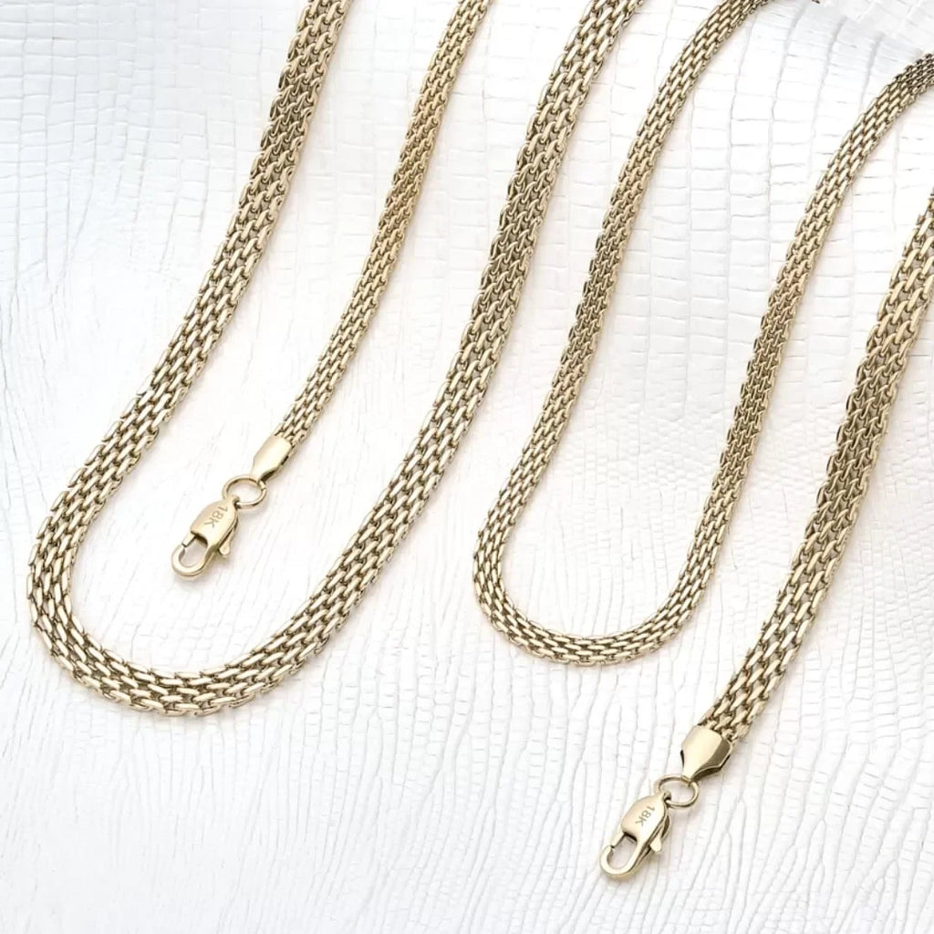 5mm Woven Mesh Necklace in Gold or Steel