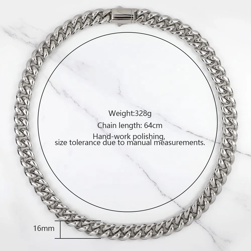 16mm Heavy Steel Cuban Link Necklace
