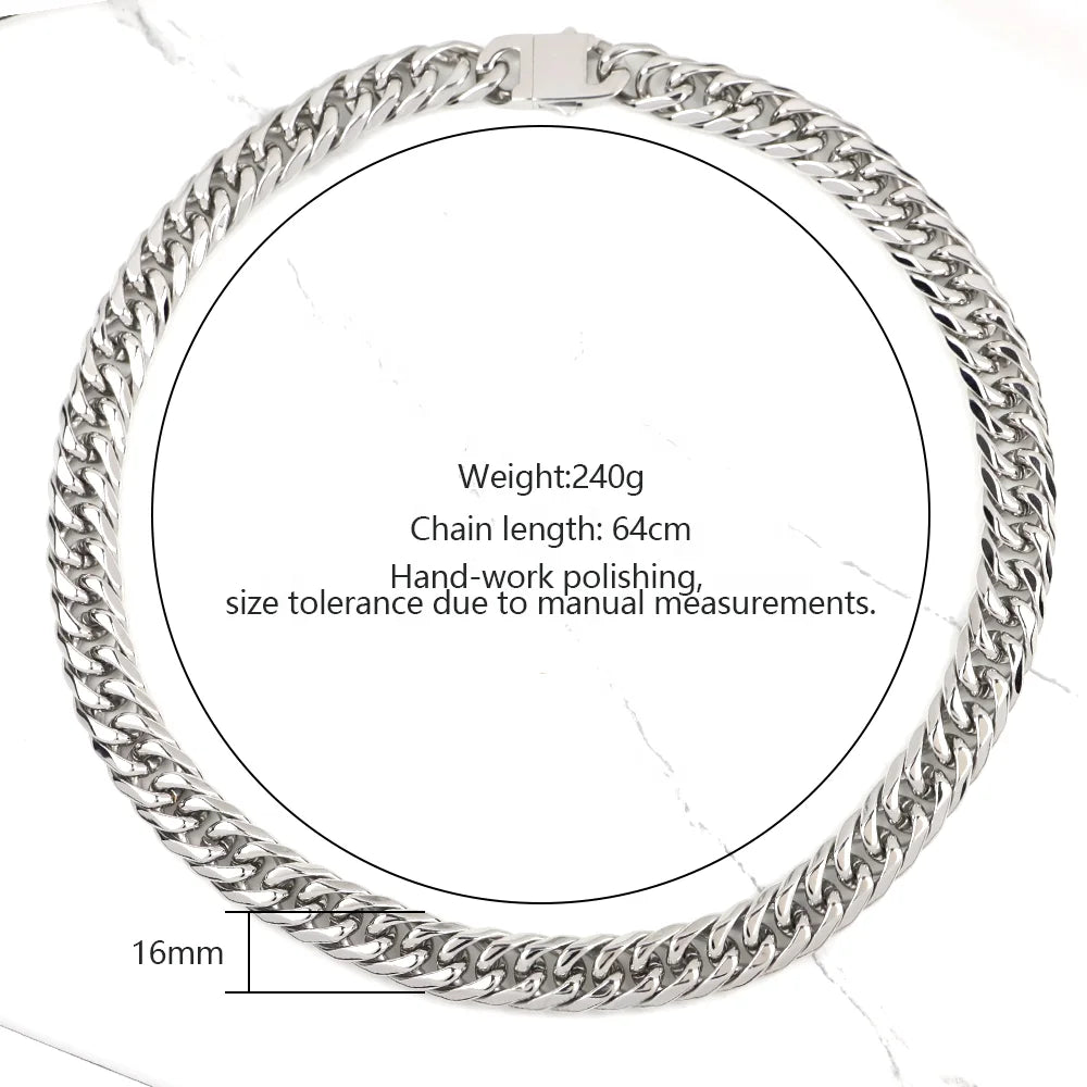Polished Steel Chunky Cuban Link Necklace